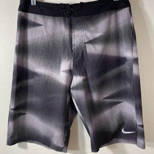 Nike Swim Trunks Mens 30" Black Swoosh Bathing Suit Board Shorts Beach Surf
